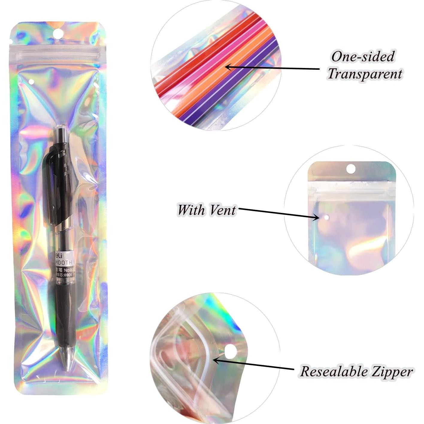 Paquete de 100 Bolsas Holográficas Reutilizables KALOVISEN 6x23cm