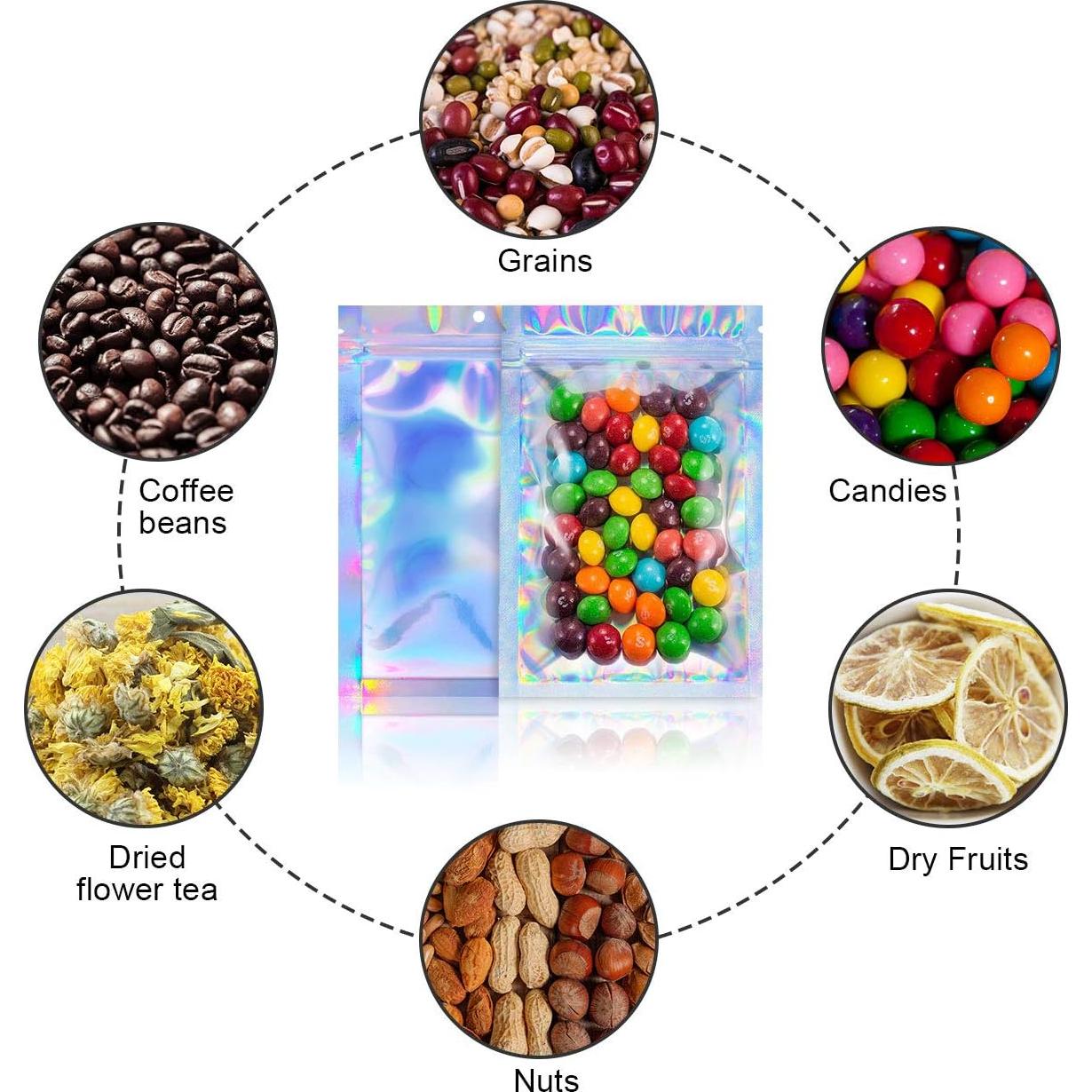 100 Bolsas Mylar Reutilizables 3x4" a Prueba de Olores