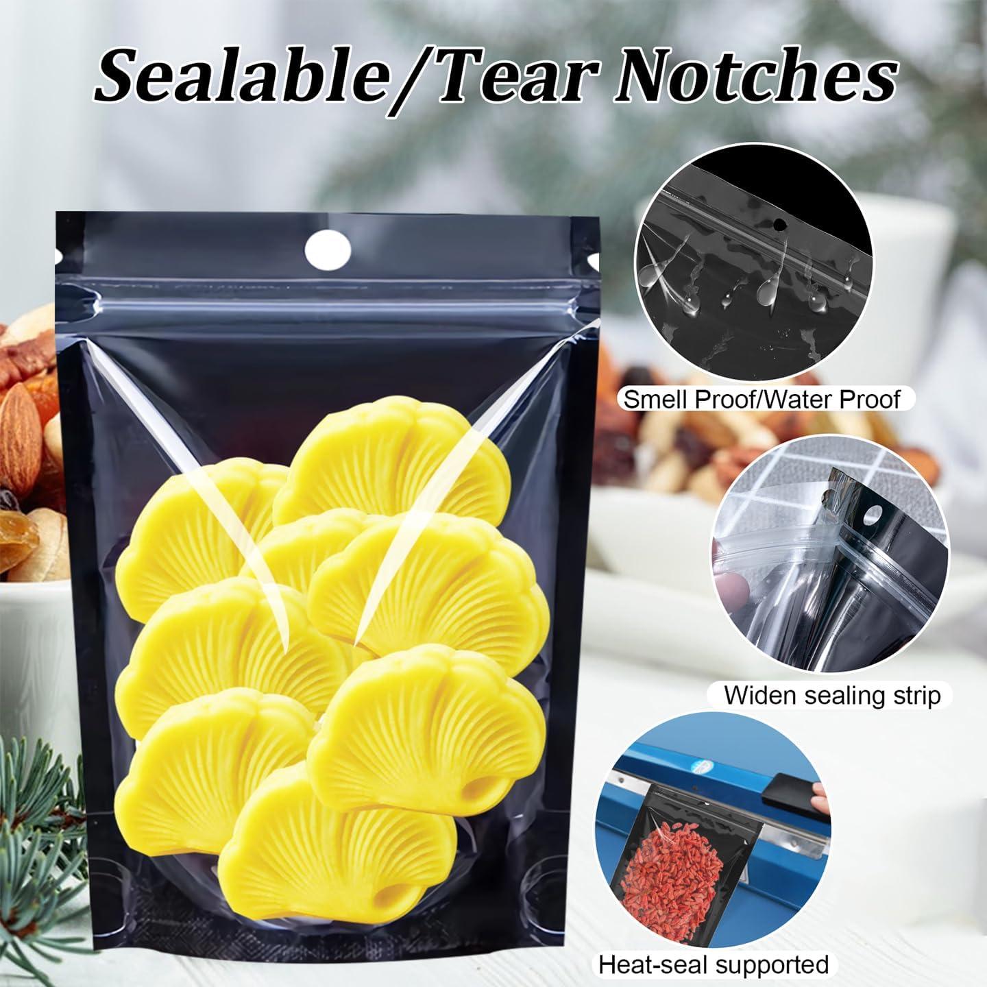 100 Bolsas Mylar Reutilizables HINICEKIT 11.9x20.1 cm a Prueba de Olores