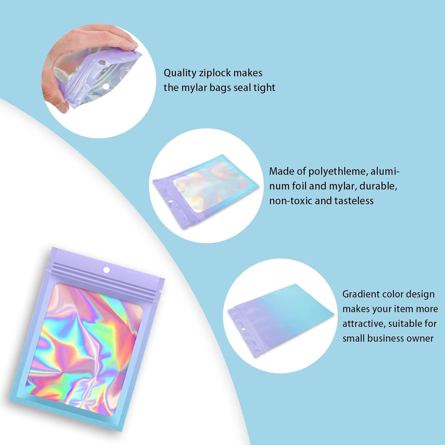 Bolsas Mylar Reutilizables LoraLosa 100 Piezas 7.6x10.2 cm