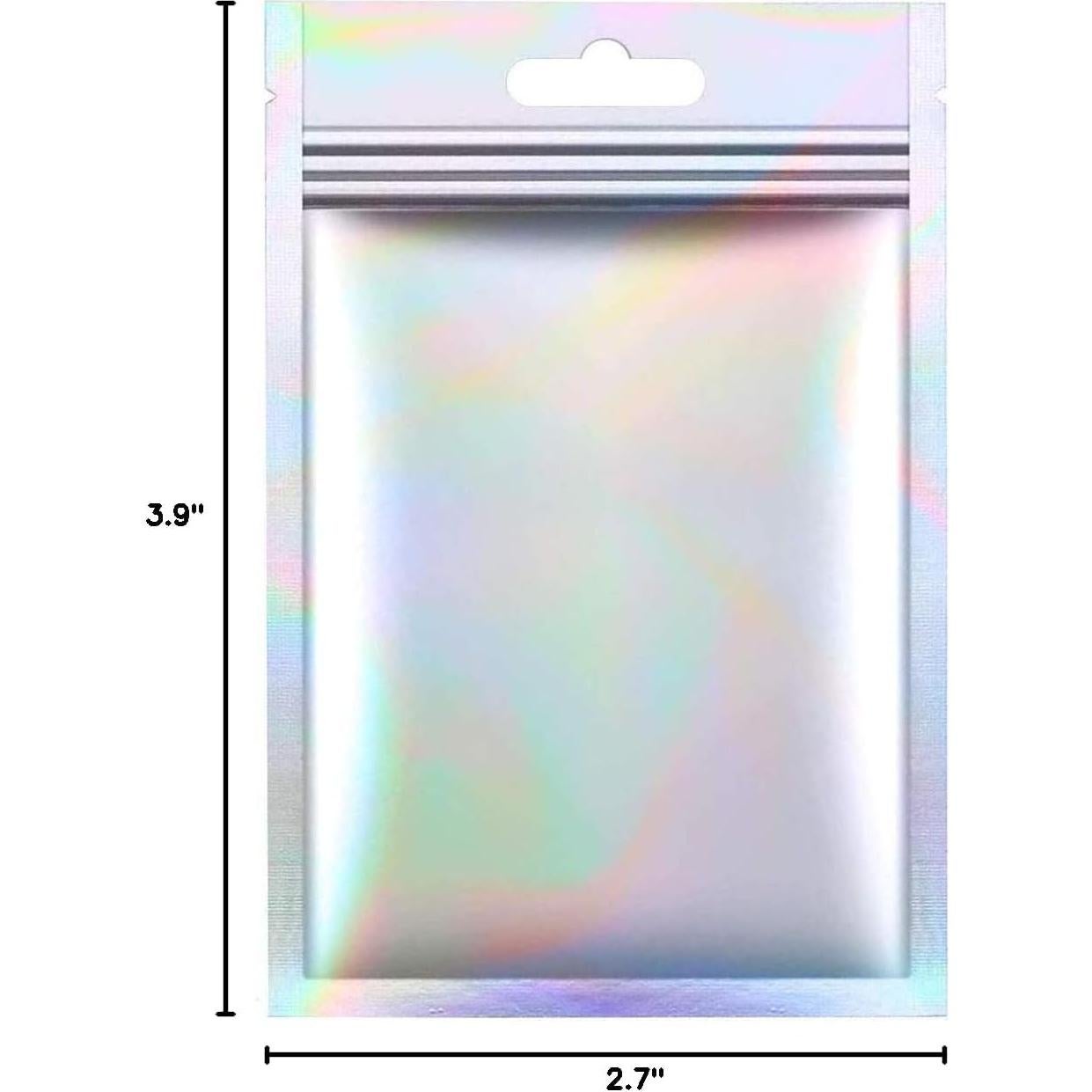 100 Bolsas de Almacenamiento Reutilizables Joyhey Holográficas 7x10cm