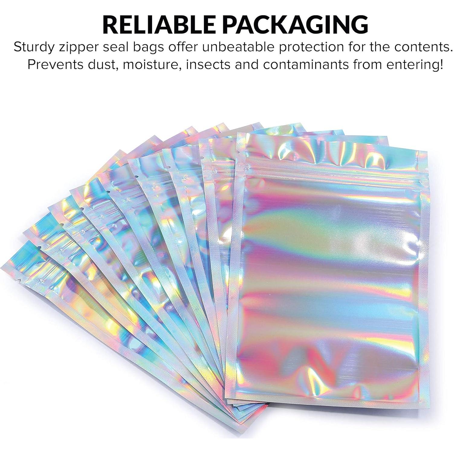 Bolsas Mylar con Ziplock 8.4 x 14 cm | 100 Unidades | Holográfico