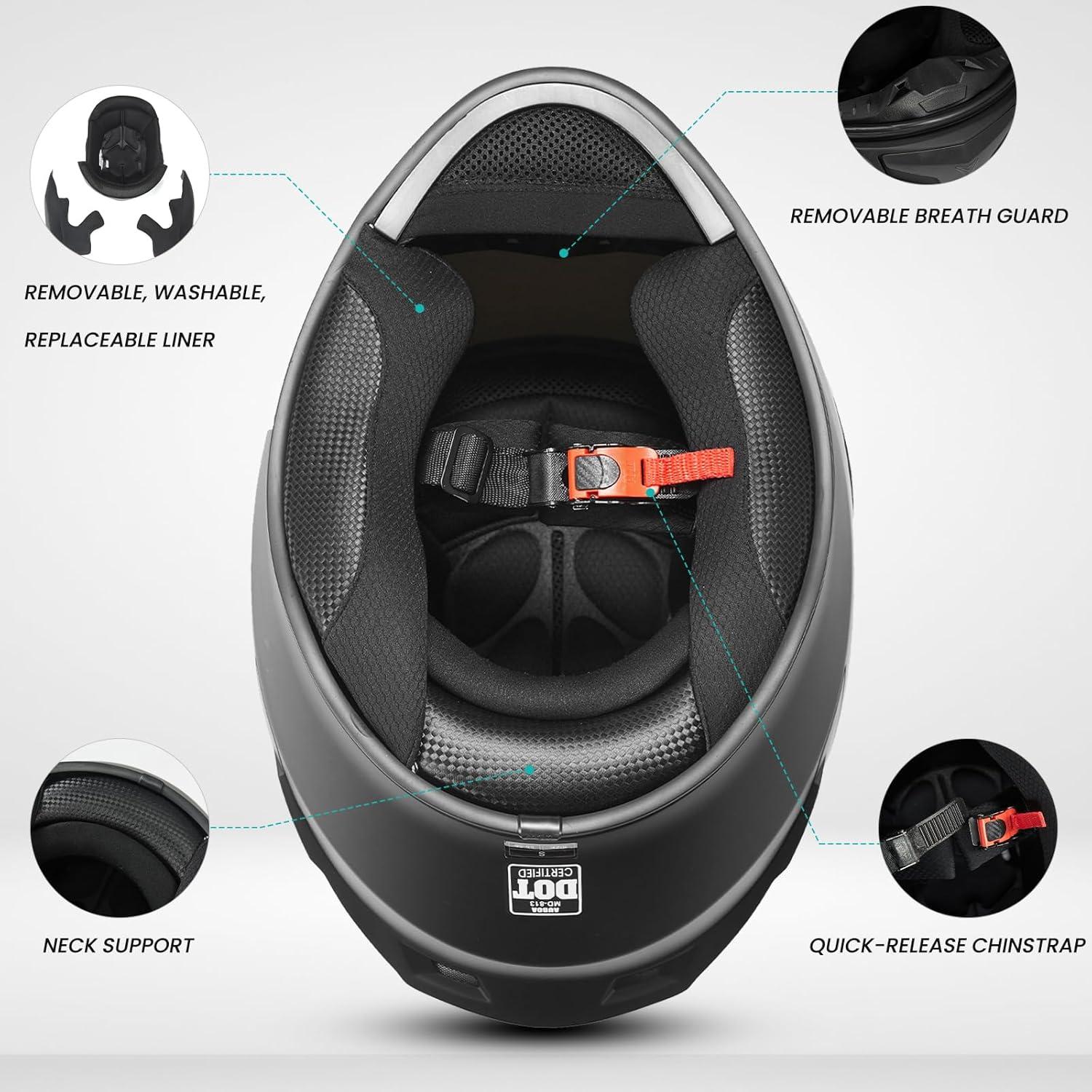 Casco Integral AUBOA MD-813 Negro Brillante 1.45 kg