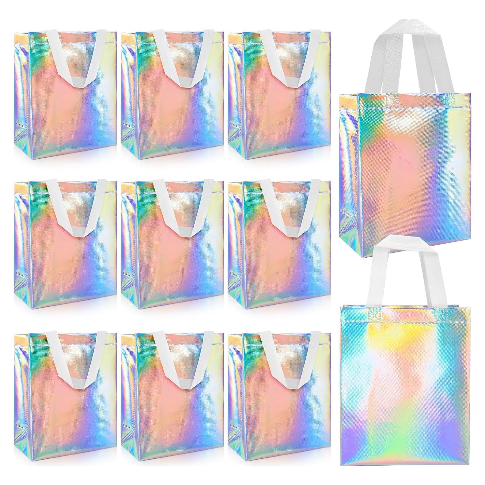 Paquete de 24 Bolsas de Regalo Holográficas ISUSSER 20x10x25cm