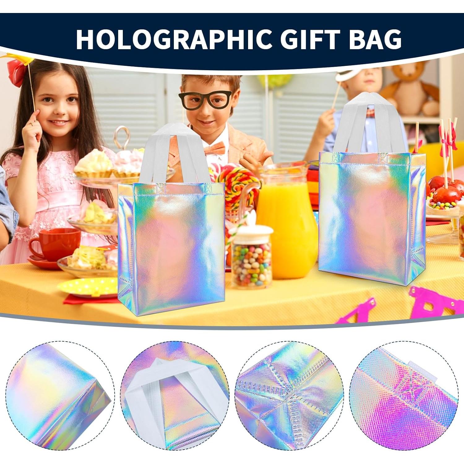 Paquete de 24 Bolsas de Regalo Holográficas ISUSSER 20x10x25cm