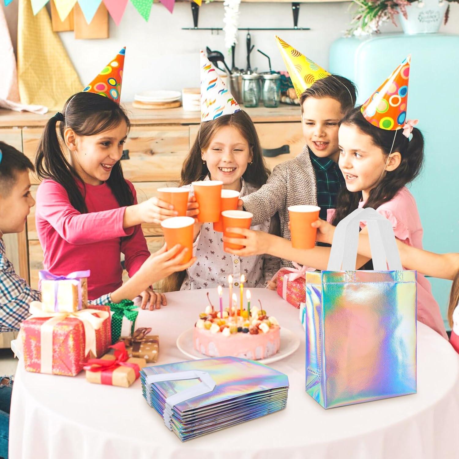 Paquete de 24 Bolsas de Regalo Holográficas ISUSSER 20x10x25cm