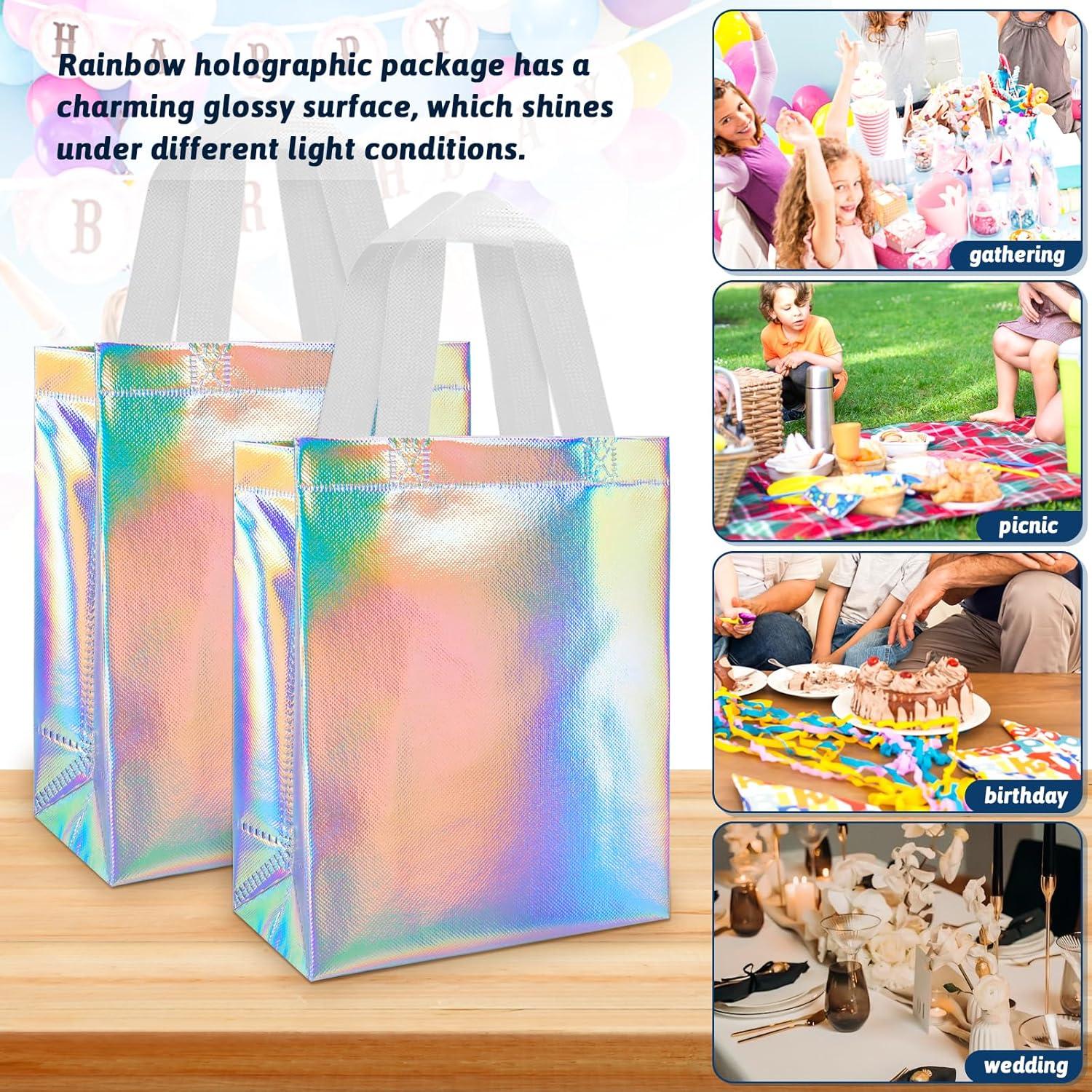 Paquete de 24 Bolsas de Regalo Holográficas ISUSSER 20x10x25cm