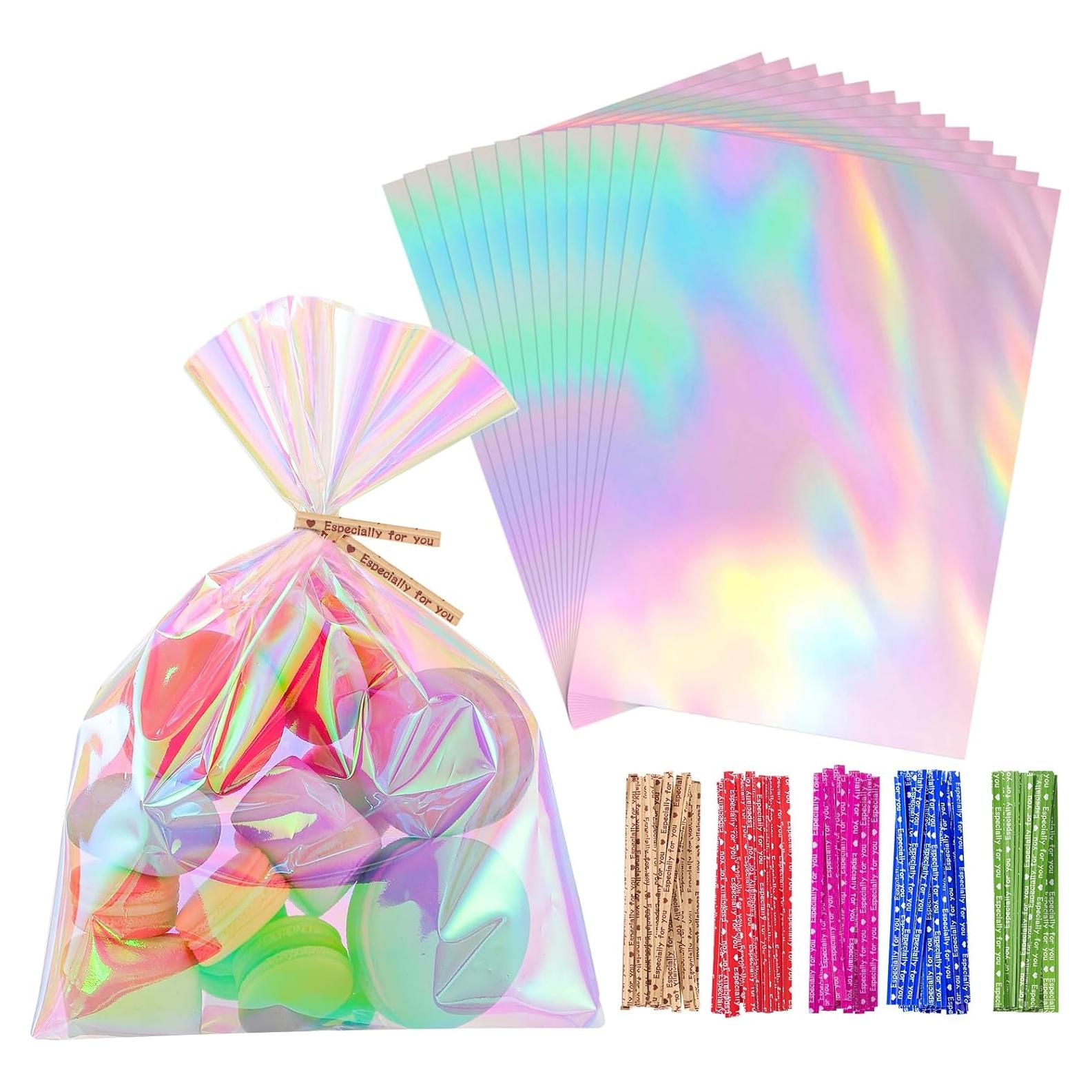 150 Bolsas de Celofán Iridiscentes 5x7 cm con Cierres