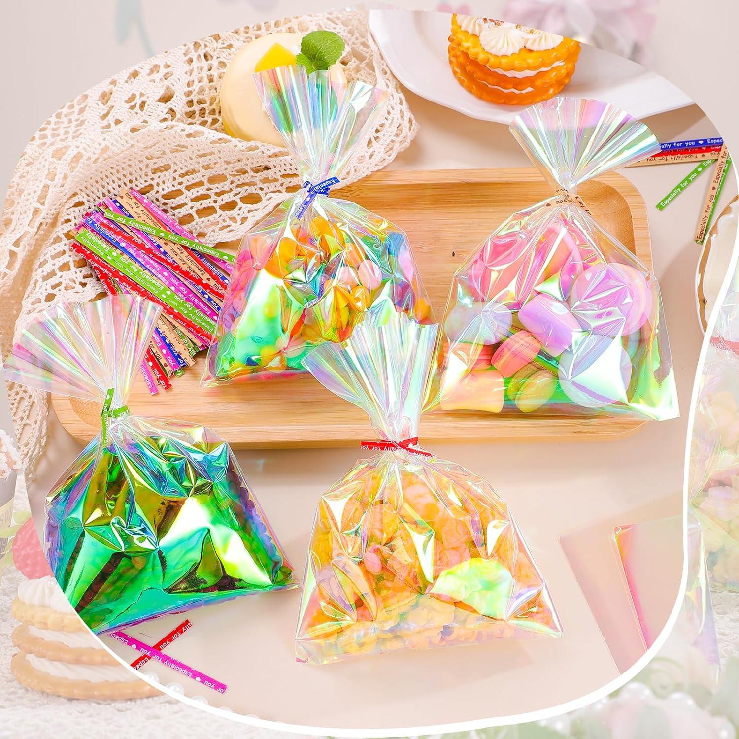 150 Bolsas de Celofán Iridiscentes 5x7 cm con Cierres