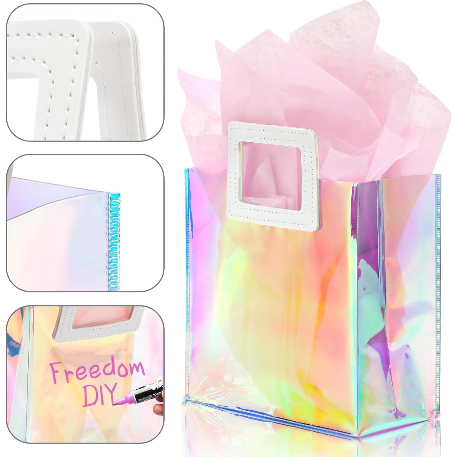 Bolsa de Regalo Holográfica KeerxunBag Rosa 20x17.8x10cm