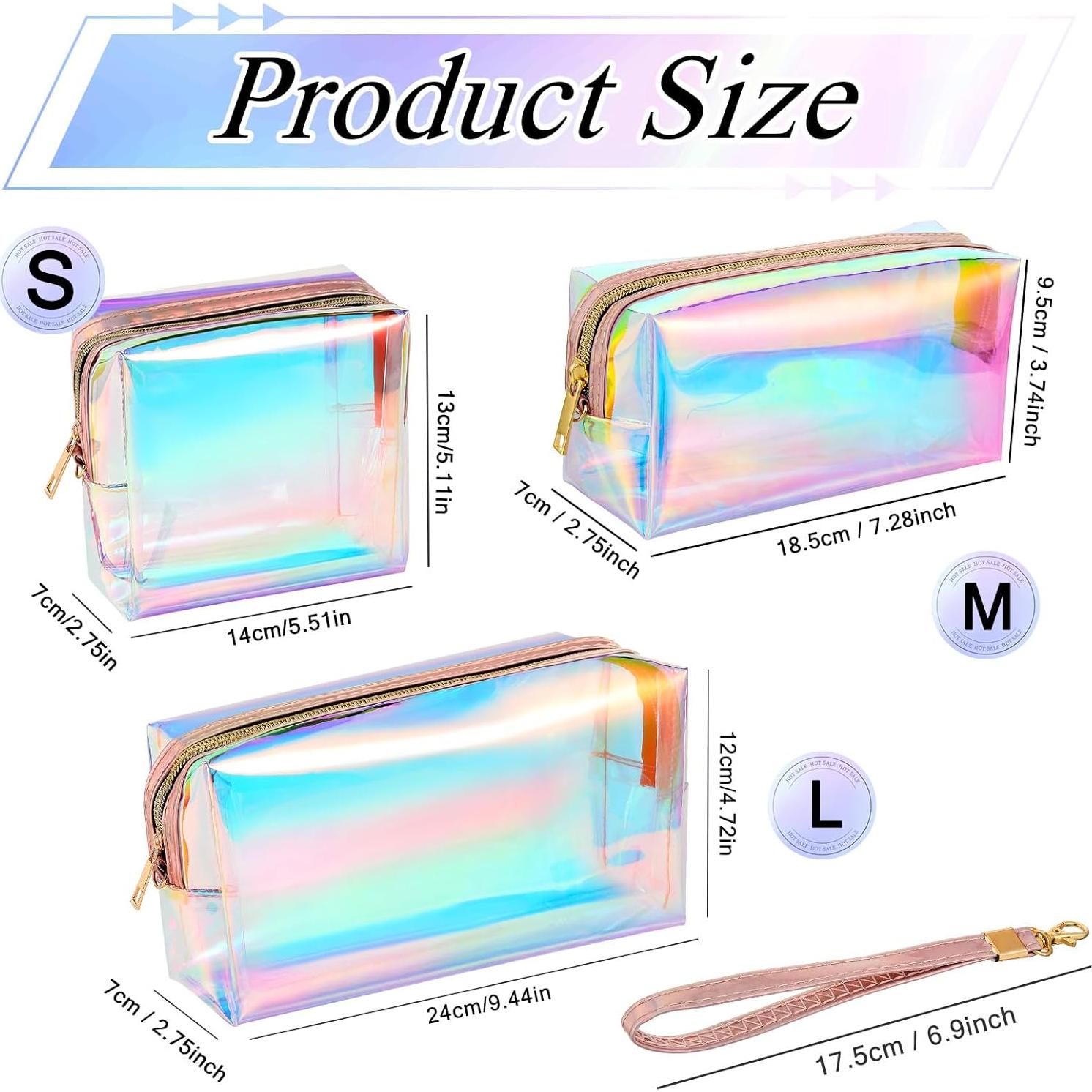 Bolsas de Maquillaje Holográficas Dunzy 8 Pcs Iridiscentes M