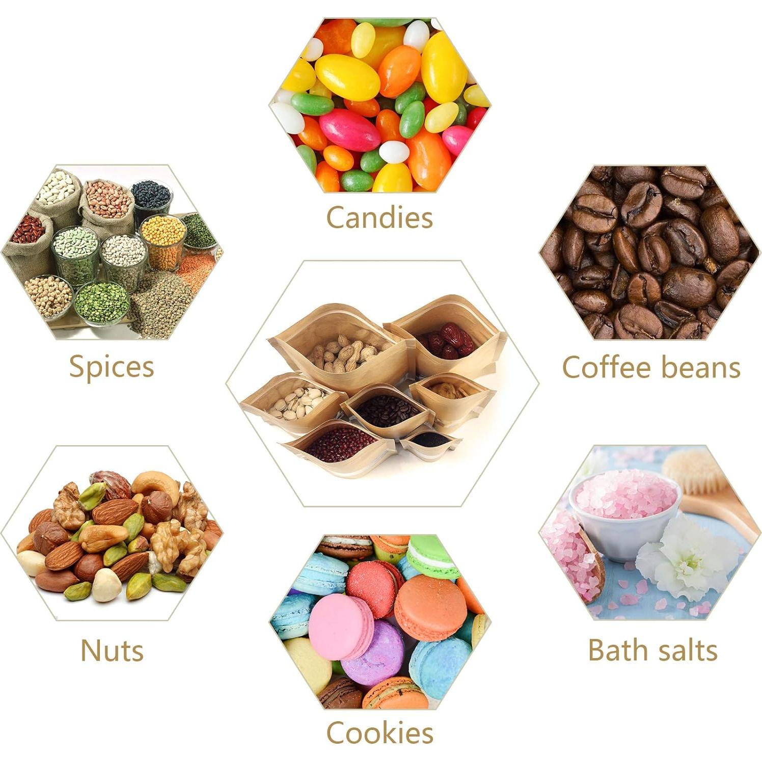 100 Bolsas Reutilizables de Papel Kraft 8.89x13.97 cm con Ventana