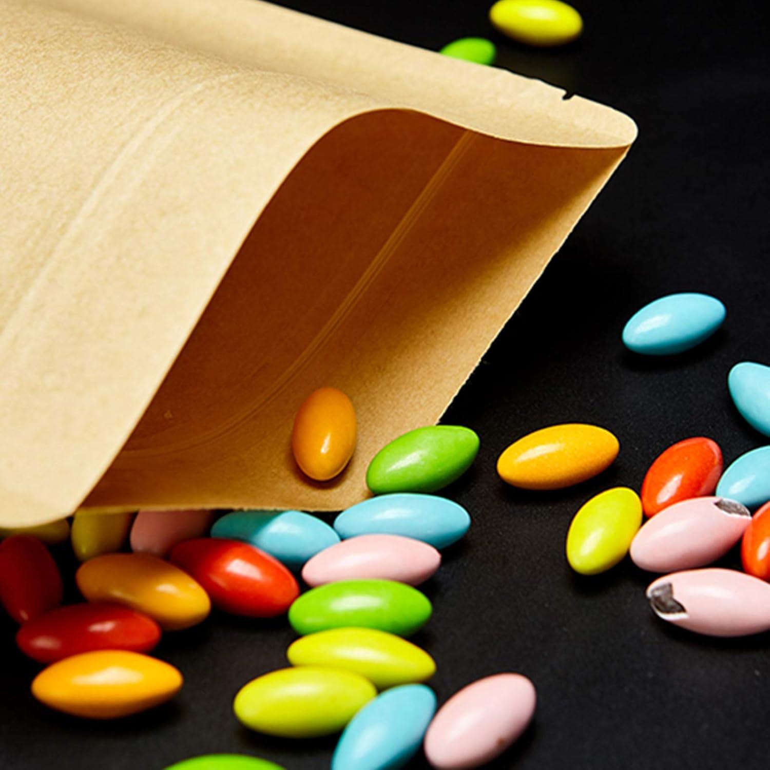 100 Bolsas Reutilizables de Papel Kraft 8.89x13.97 cm con Ventana