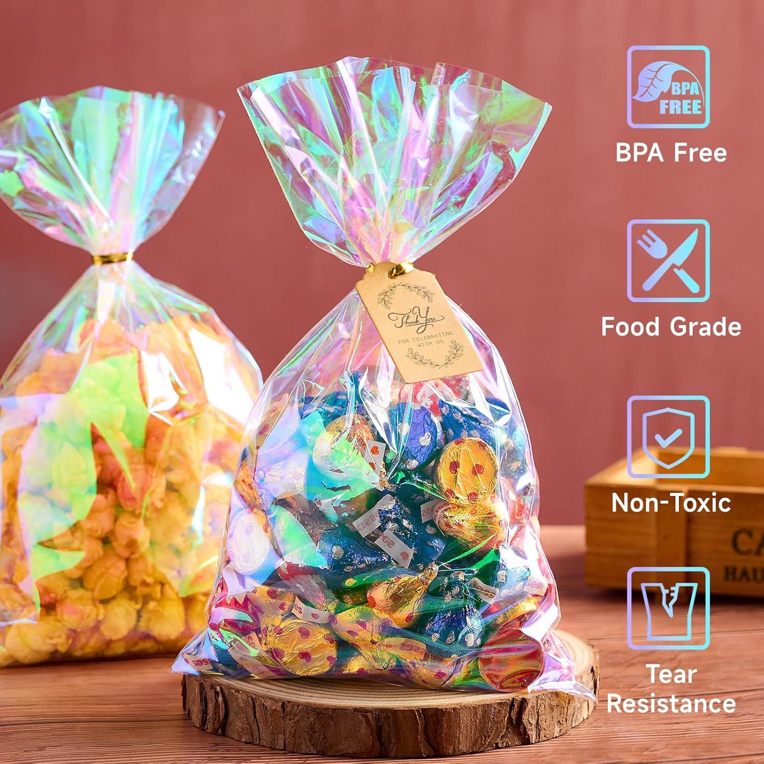 Bolsas de Celofán Iridiscentes Ohuimrt 100 Pcs 15.24x25.4cm