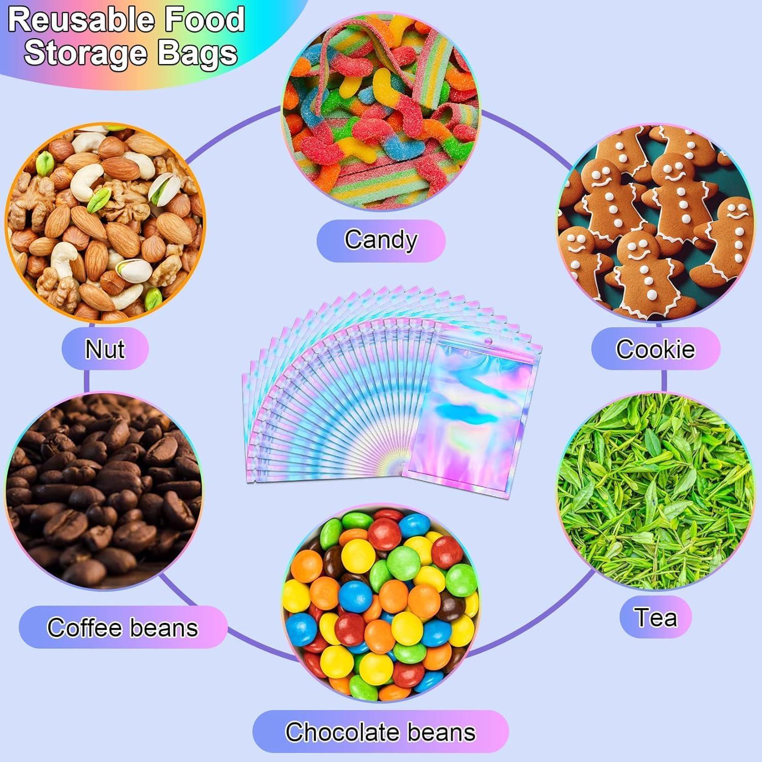 150 Bolsas Holográficas Reutilizables ANZNKU 16x24 cm Cierre