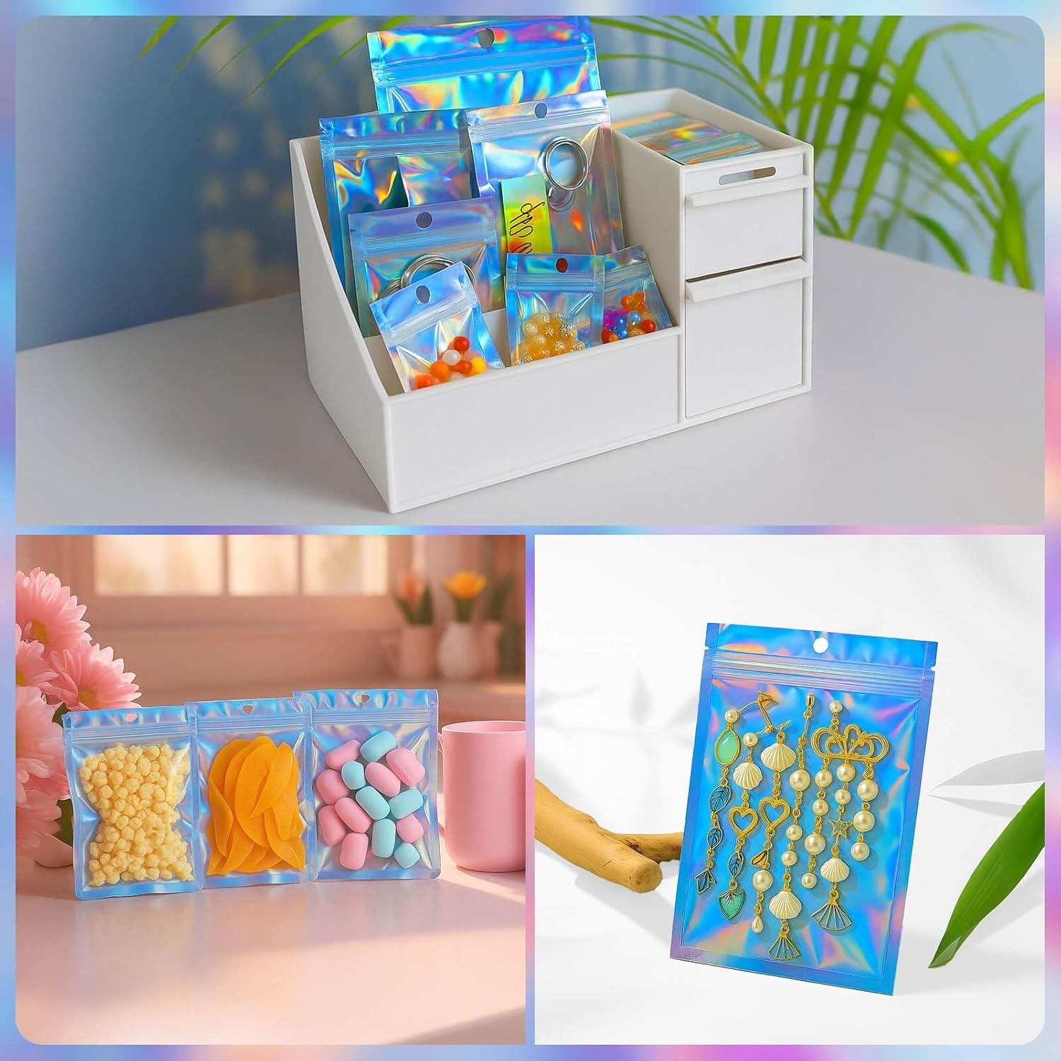 100 Bolsas Reutilizables Mylar 15x20 cm Holográficas Cherodada