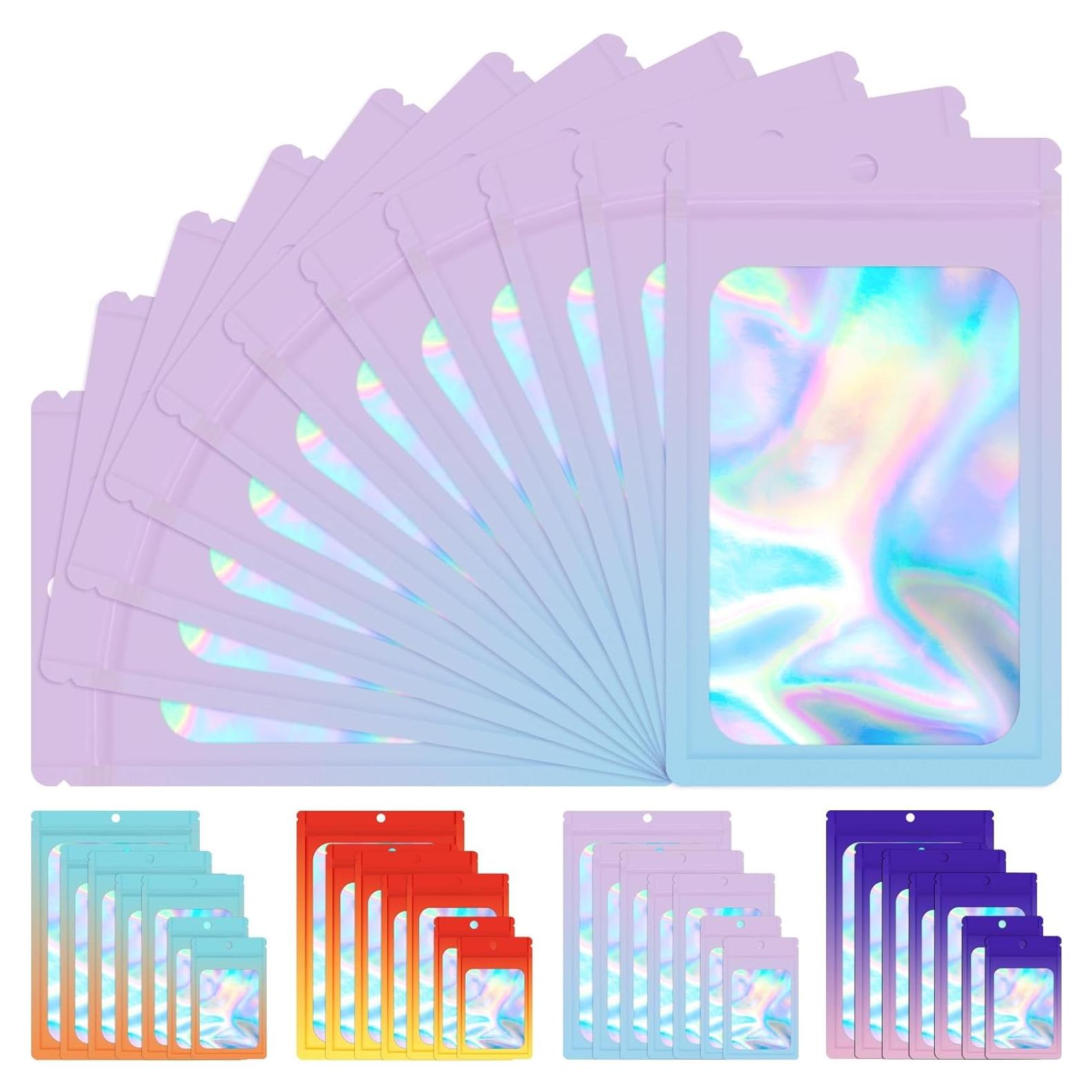 Paquete de 100 Bolsas Holográficas Mylar EgticLive 12.7x20.3 cm