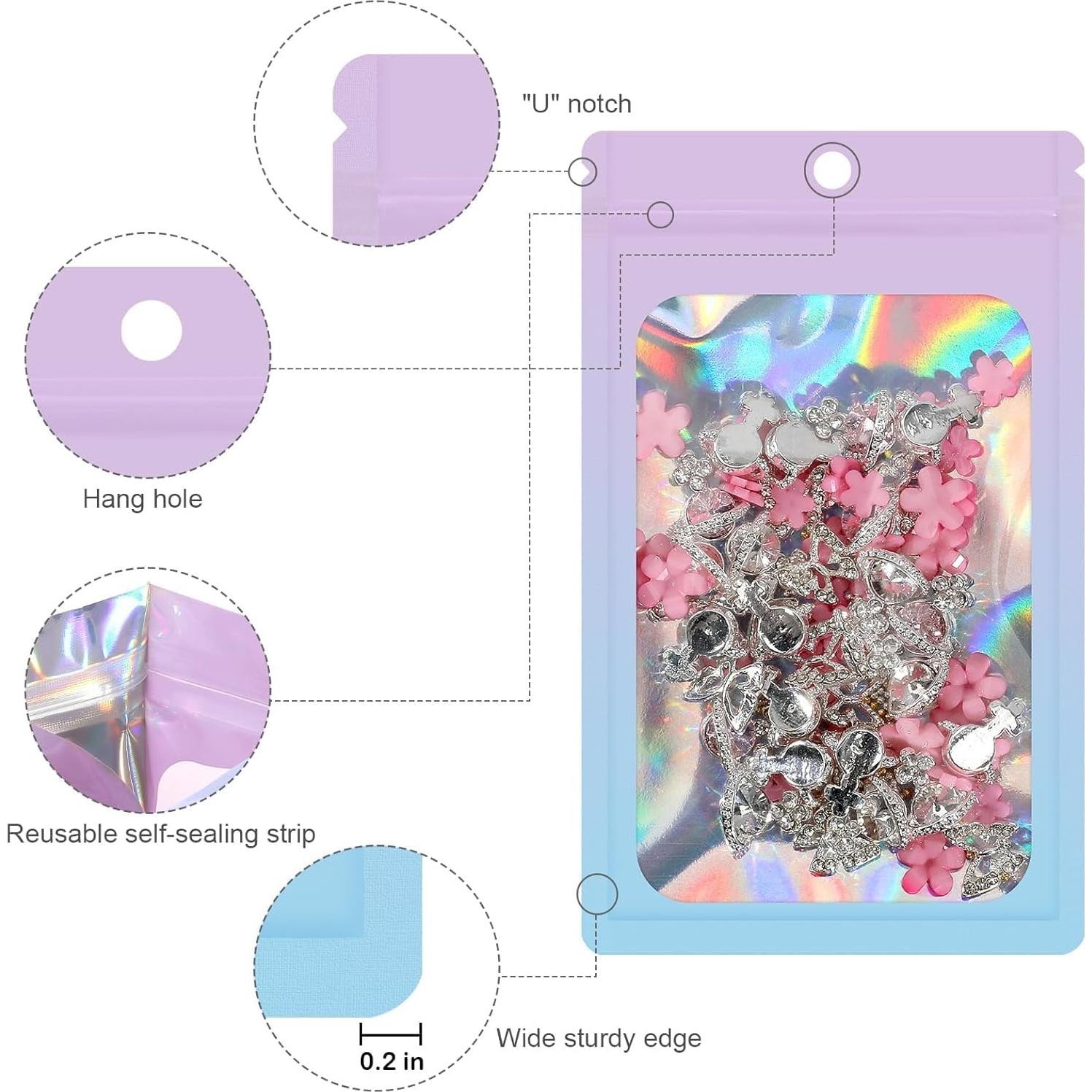 Paquete de 100 Bolsas Holográficas Mylar EgticLive 12.7x20.3 cm