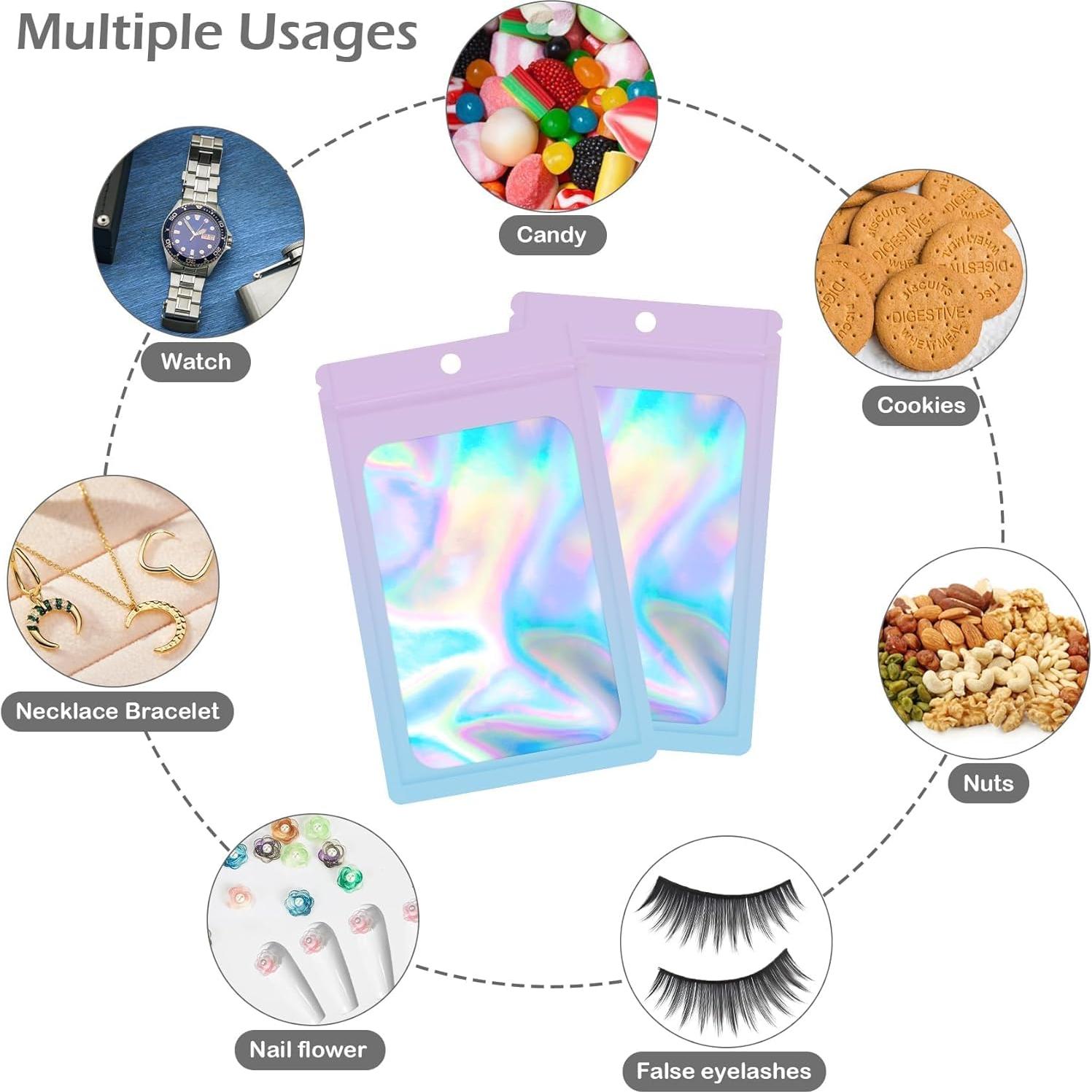 Paquete de 100 Bolsas Holográficas Mylar EgticLive 12.7x20.3 cm