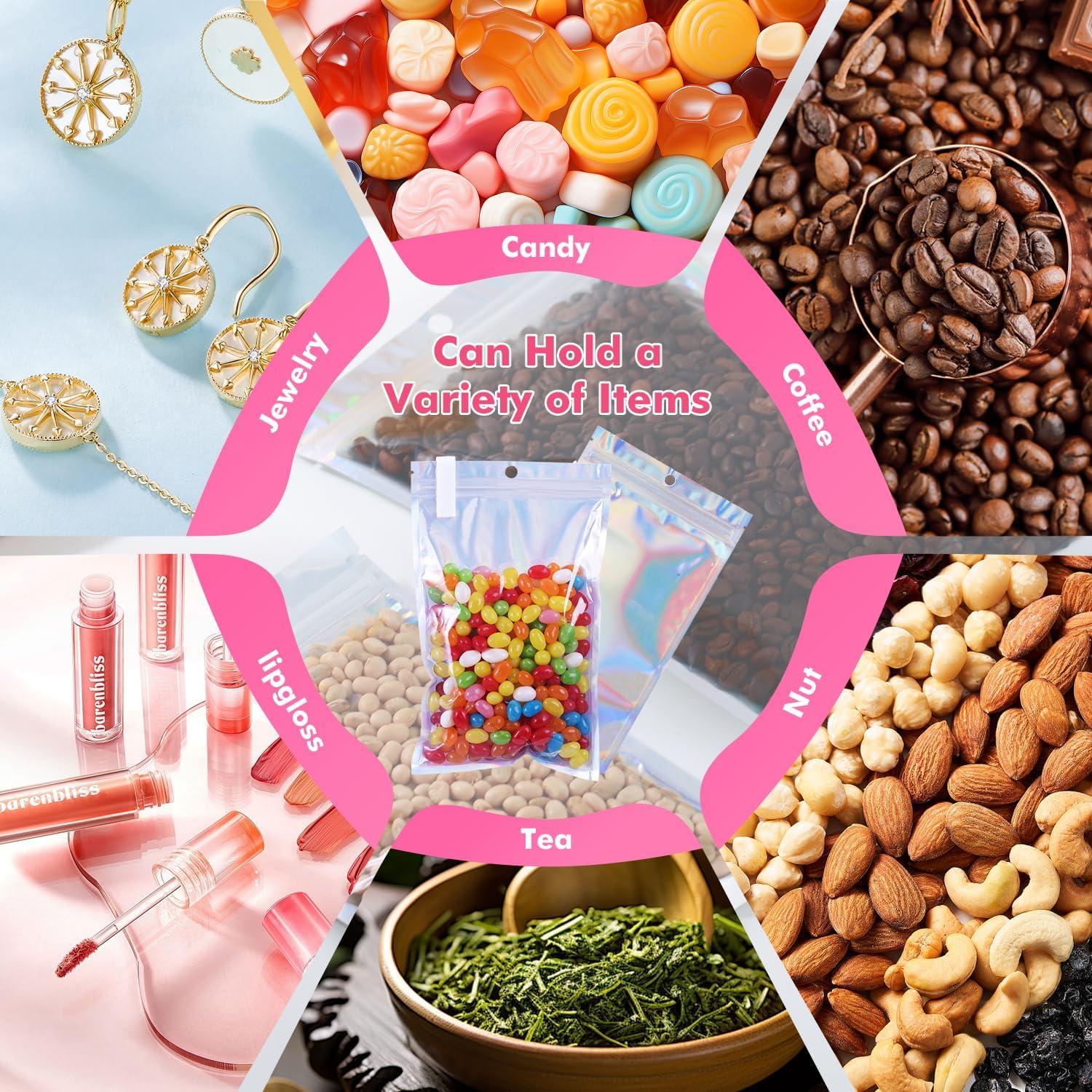 500 Bolsas Mylar Holográficas 10x15 cm Reutilizables Circloophs