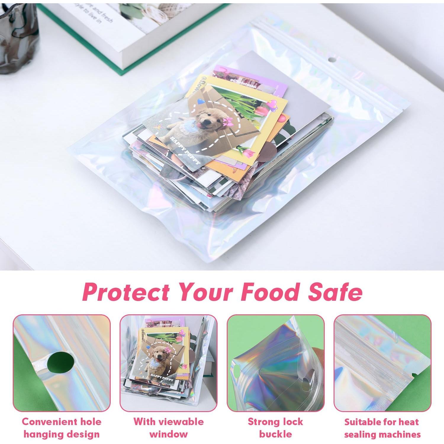 500 Bolsas Mylar Holográficas 10x15 cm Reutilizables Circloophs