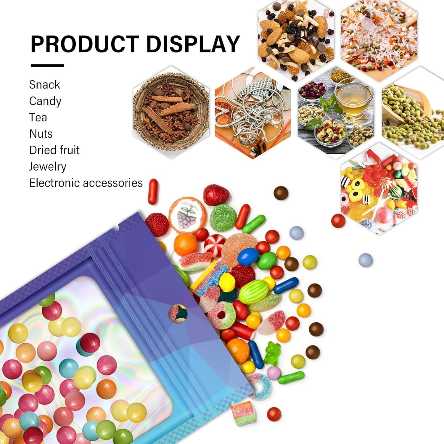 100 Bolsas Reutilizables Mylar VEEMOS 8.9x11.9 cm Azul