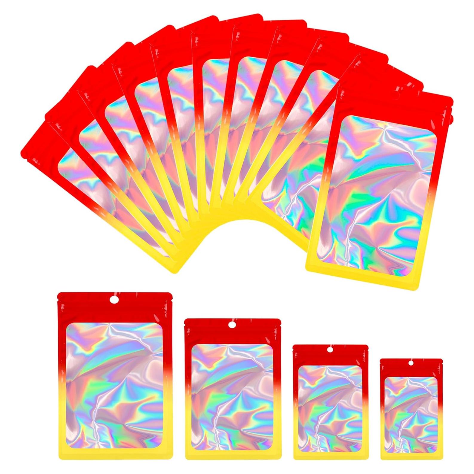 Bolsas de Mylar Holográficas Reutilizables 100 PCS 7.87x13.97 cm
