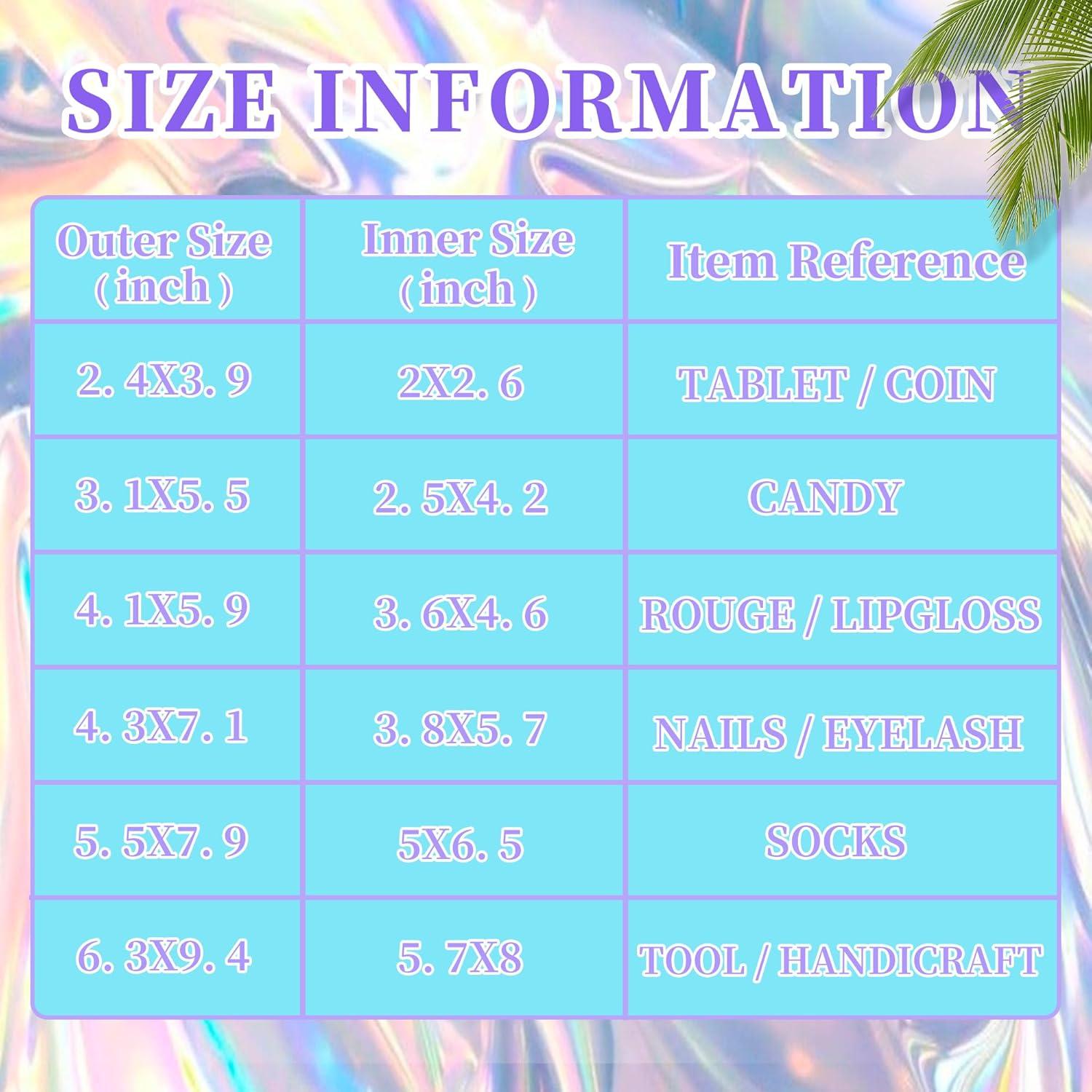 Bolsas de Mylar Holográficas Reutilizables 100 PCS 7.87x13.97 cm