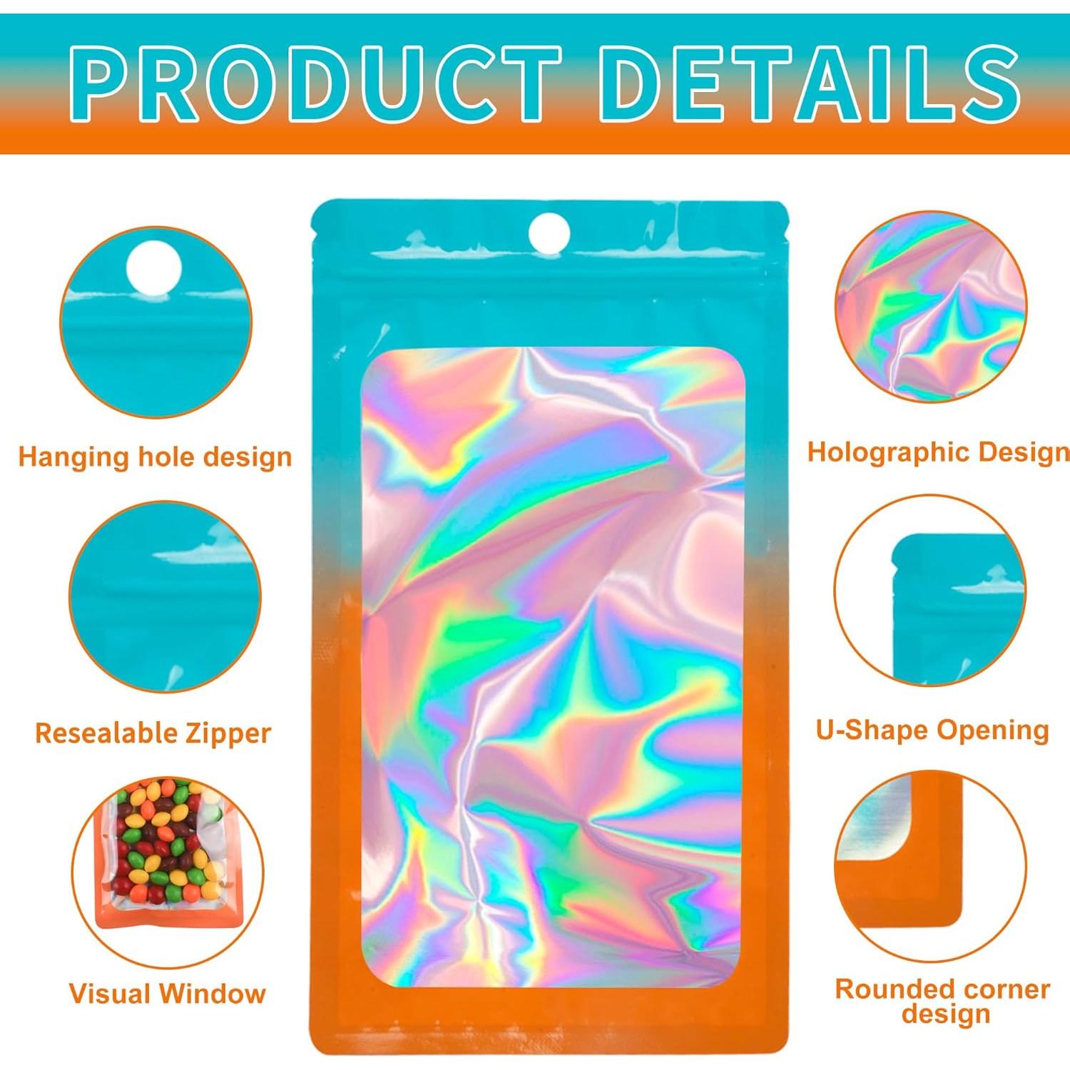 Bolsas de Mylar Holográficas EIOFG 10.4x15 cm 100 Piezas