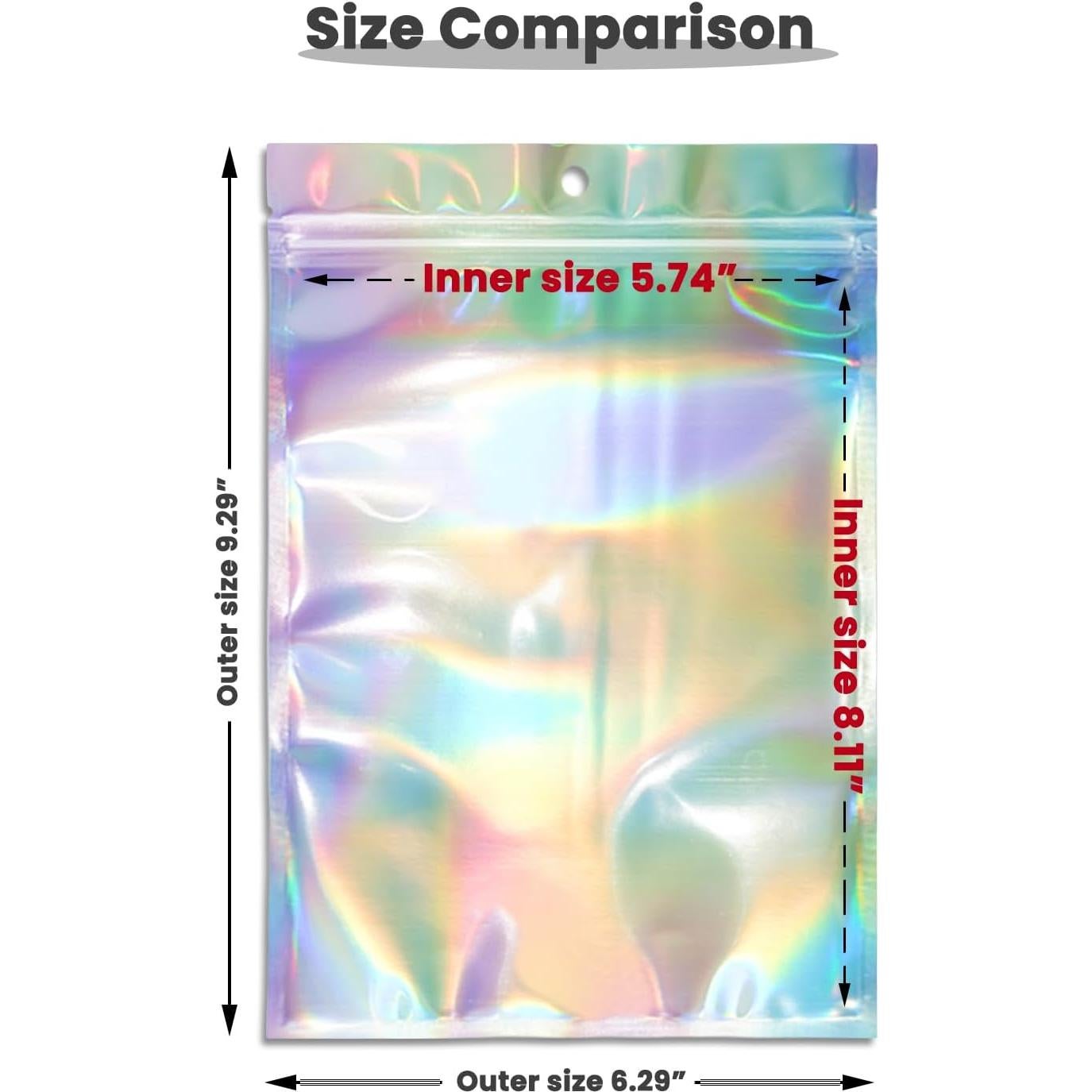 Bolsas Mylar Holográficas Reutilizables 50pcs 15x22 cm Sbusisup