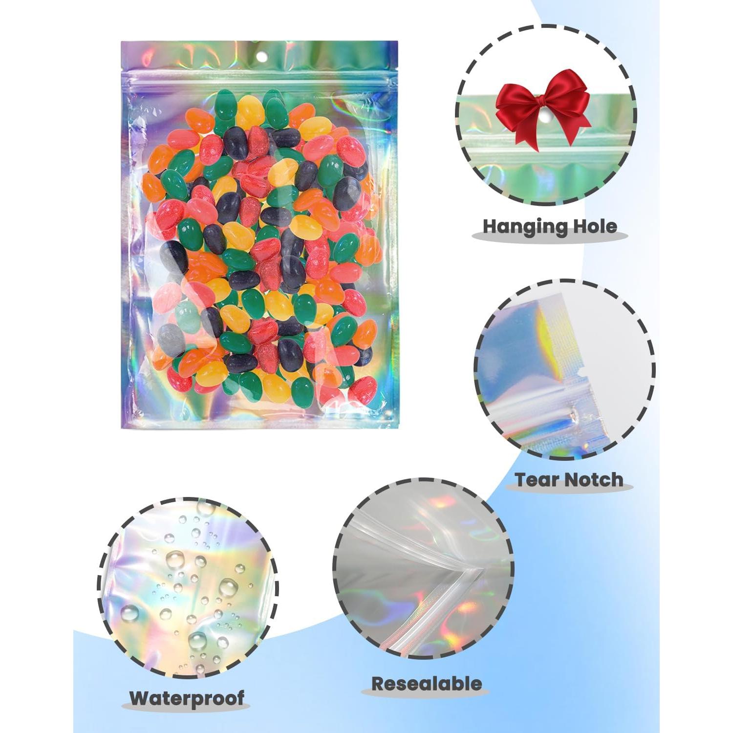 Bolsas Mylar Holográficas Reutilizables 50pcs 15x22 cm Sbusisup