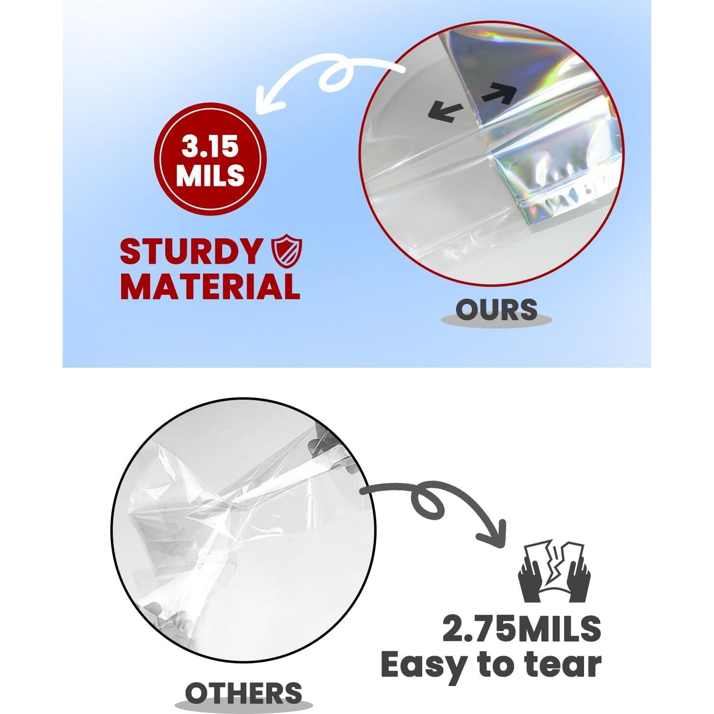 Bolsas Mylar Holográficas Reutilizables 50pcs 15x22 cm Sbusisup