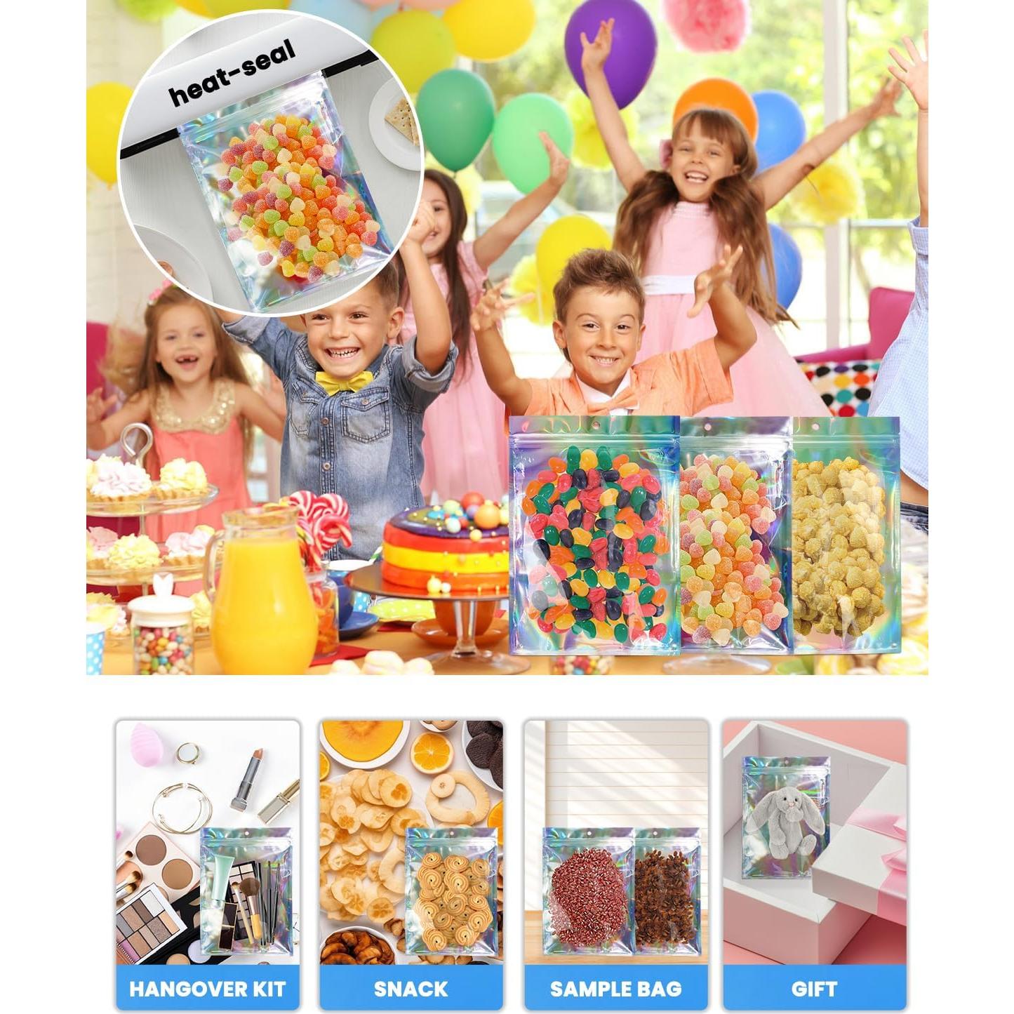 Bolsas Mylar Holográficas Reutilizables 50pcs 15x22 cm Sbusisup