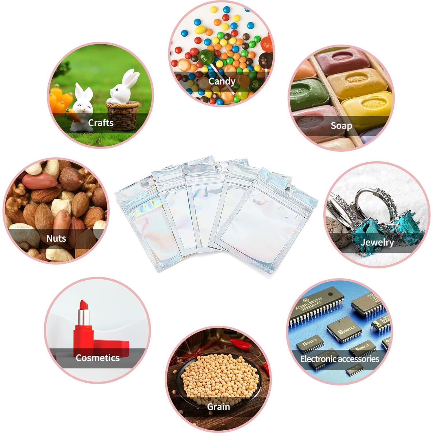 Bolsas Mylar Holográficas 100 Pcs Joycraft 7x10 cm Reutilizables