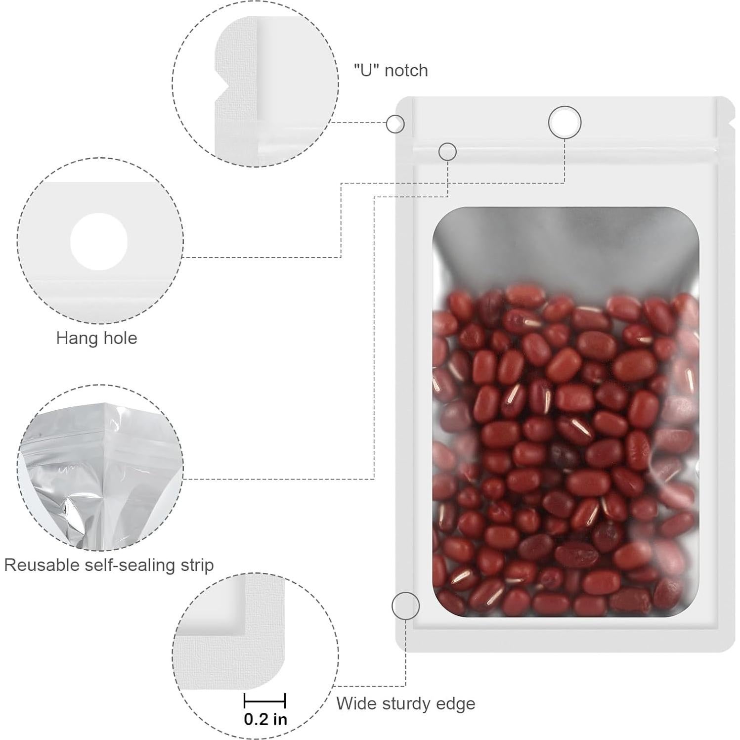 Paquete de 100 Bolsas Mylar Reutilizables EgticLive 10.67x17.27 cm