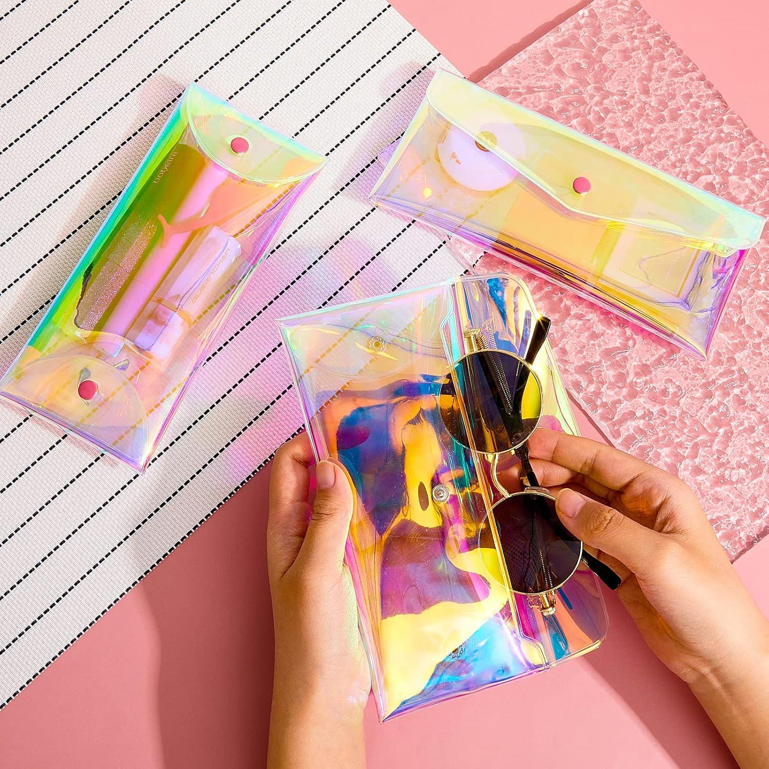 Patelai 3 Pcs Estuche de Maquillaje Holográfico 20x9 cm