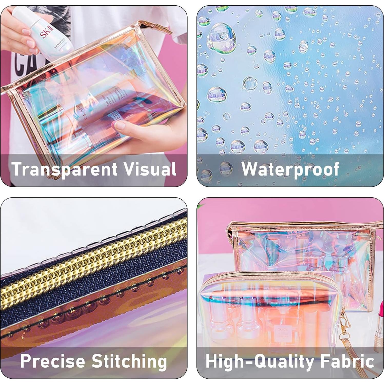 Bolsa de Maquillaje Holográfica 3 Piezas ANROLA Impermeable