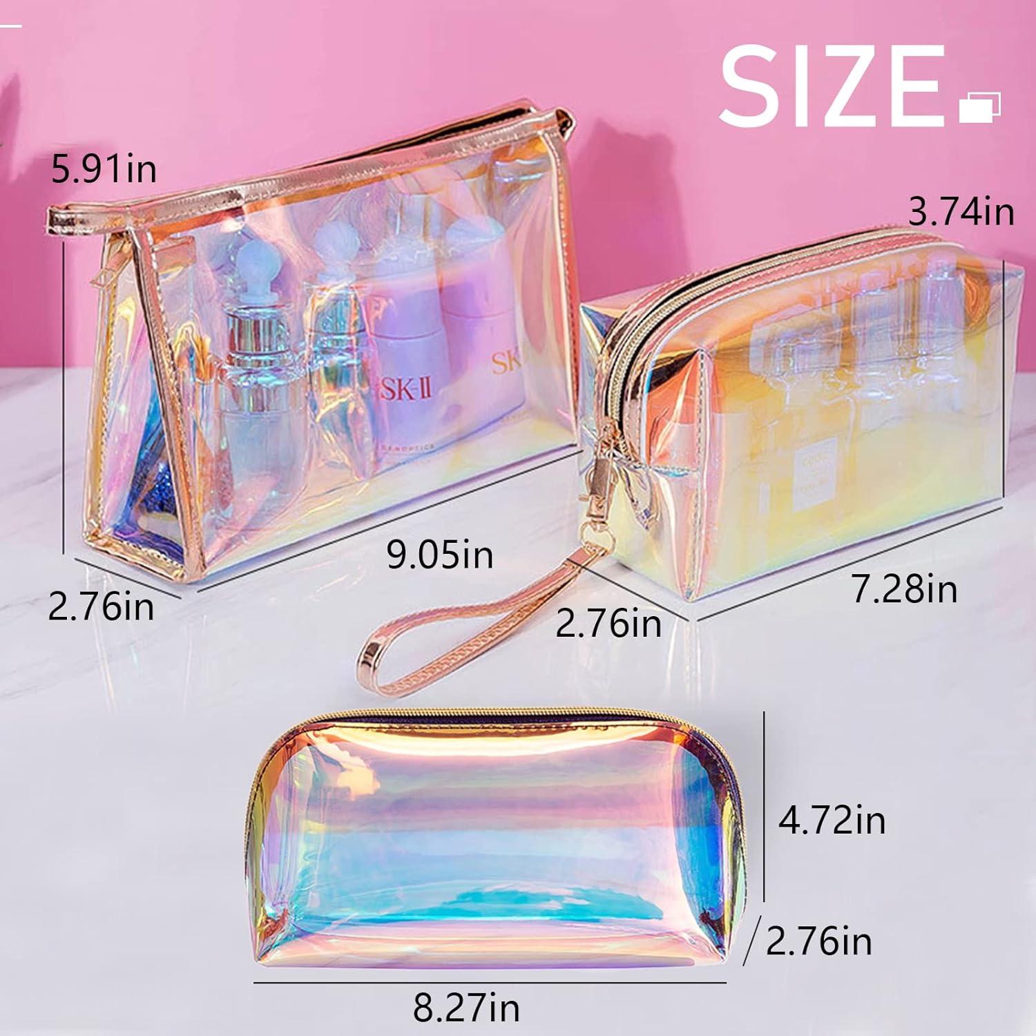 Bolsa de Maquillaje Holográfica 3 Piezas ANROLA Impermeable