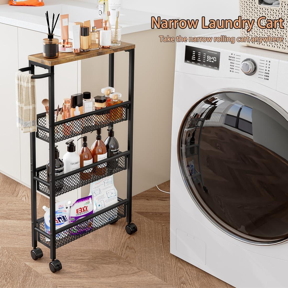 Carro Rodante Estrecho AZERPIAN 4 Niveles Metal MDF 42x13 cm