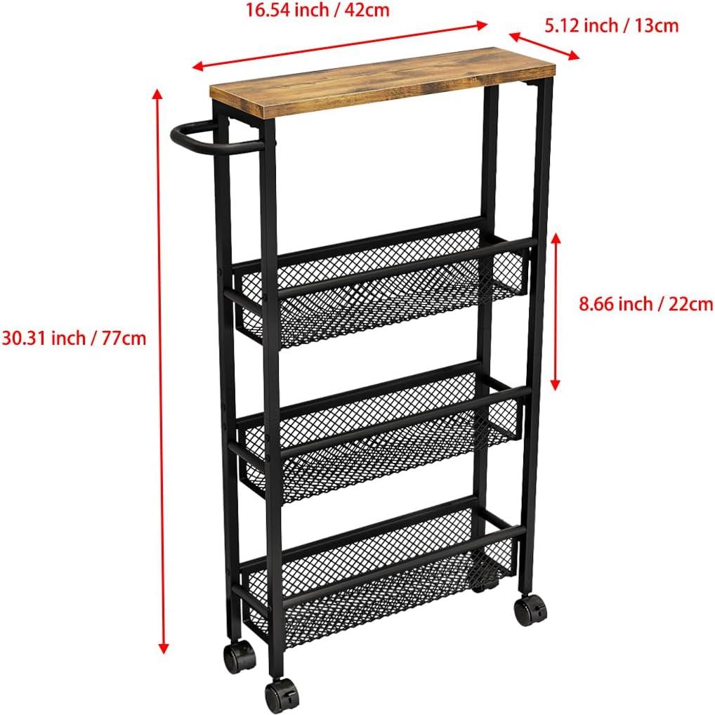 Carro Rodante Estrecho AZERPIAN 4 Niveles Metal MDF 42x13 cm