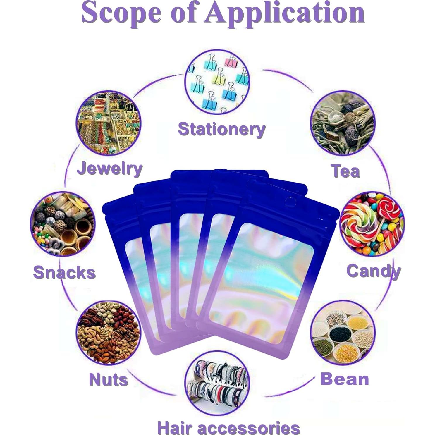 Paquete de 100 Bolsas Mylar Resealable 4x14.7 cm Loveaiai