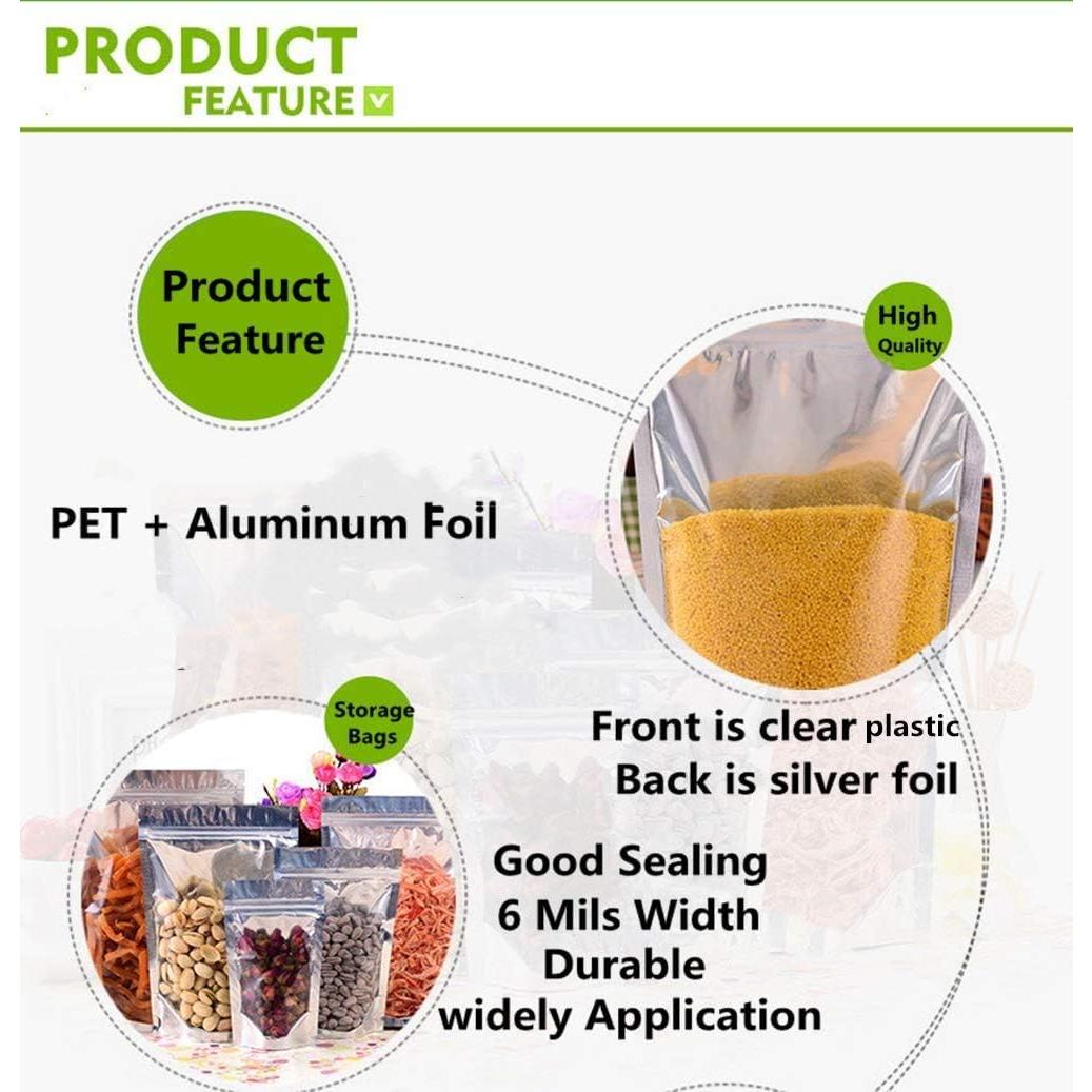 200 Bolsas Mylar Reutilizables Xinhongo 7.6x10.2 cm Plata