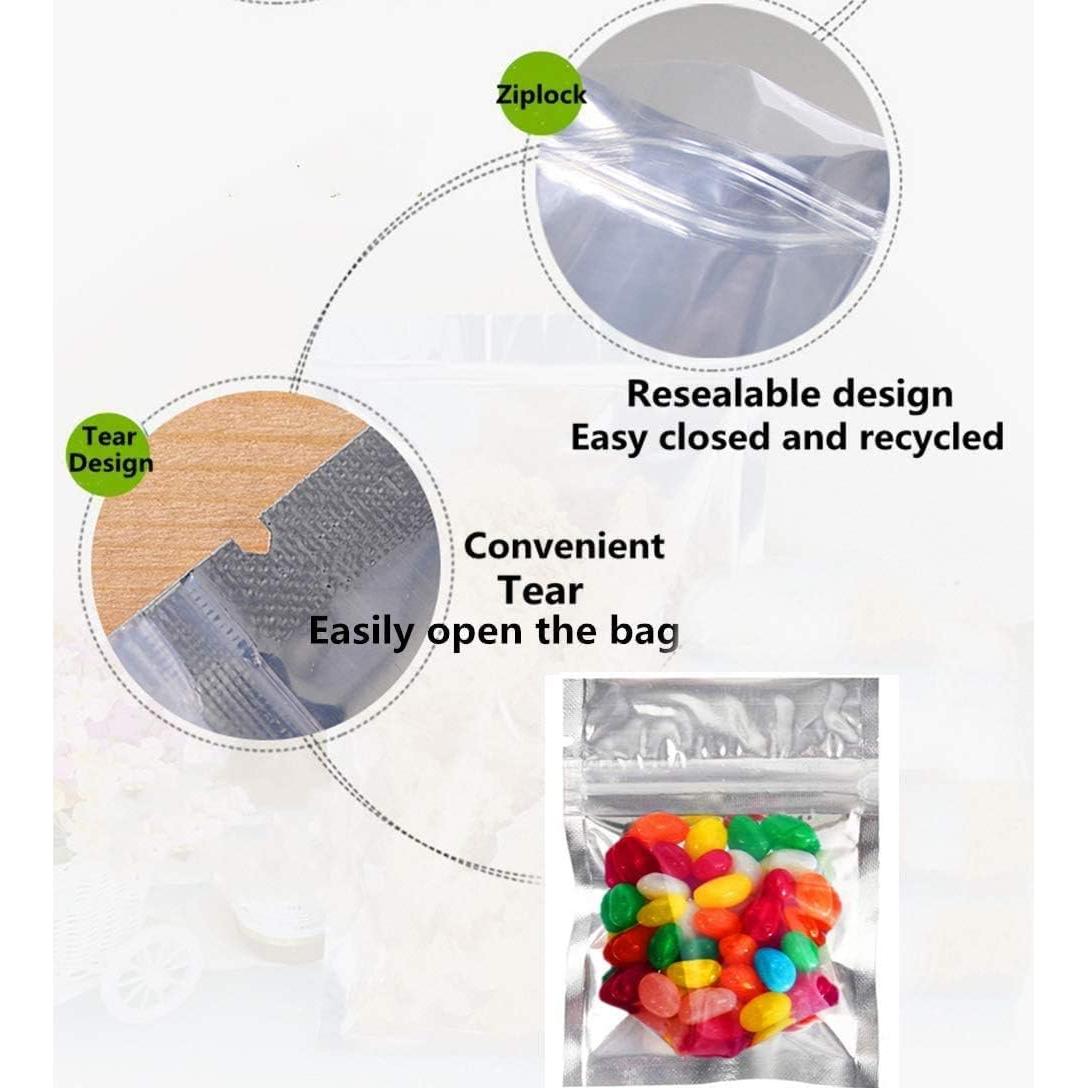 200 Bolsas Mylar Reutilizables Xinhongo 7.6x10.2 cm Plata