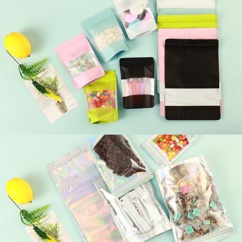 200 Bolsas Mylar Reutilizables 10x15 cm GcFoir Rosa con Ventana