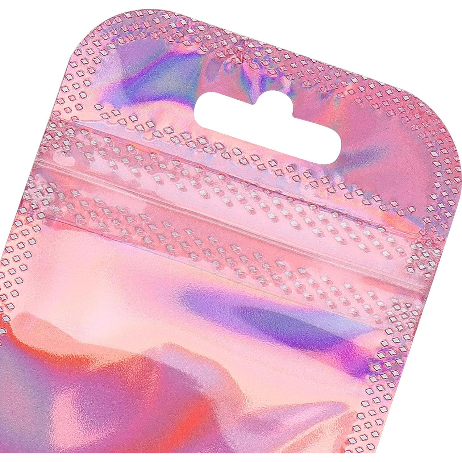 200 Bolsas de Pluma Reutilizables TAICHEUT Rosa Holográficas 21.8x5.6cm