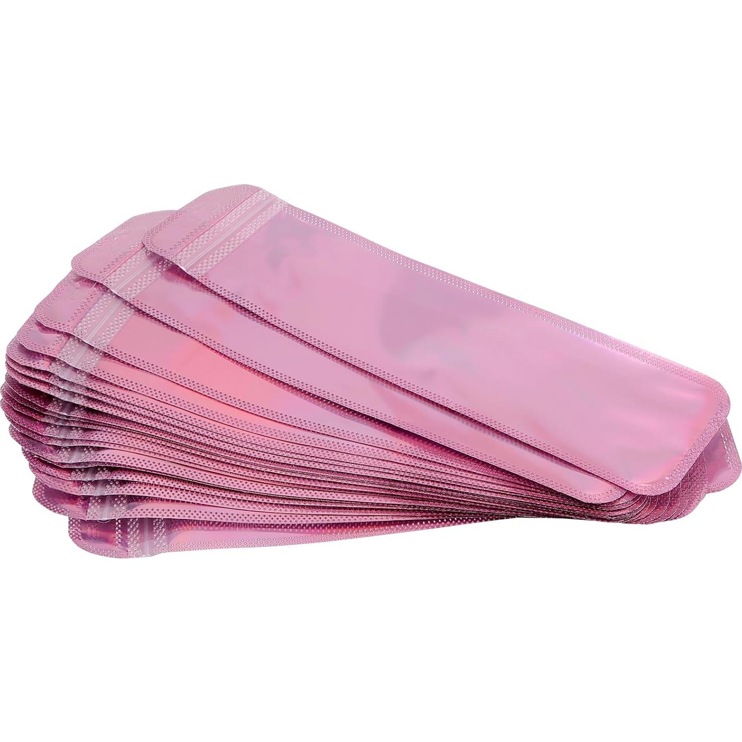 200 Bolsas de Pluma Reutilizables TAICHEUT Rosa Holográficas 21.8x5.6cm