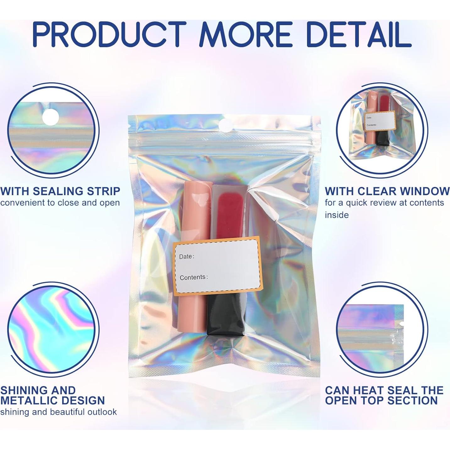 300 Bolsas Mylar Reutilizables Holográficas 3 Tamaños 7.5-20 cm