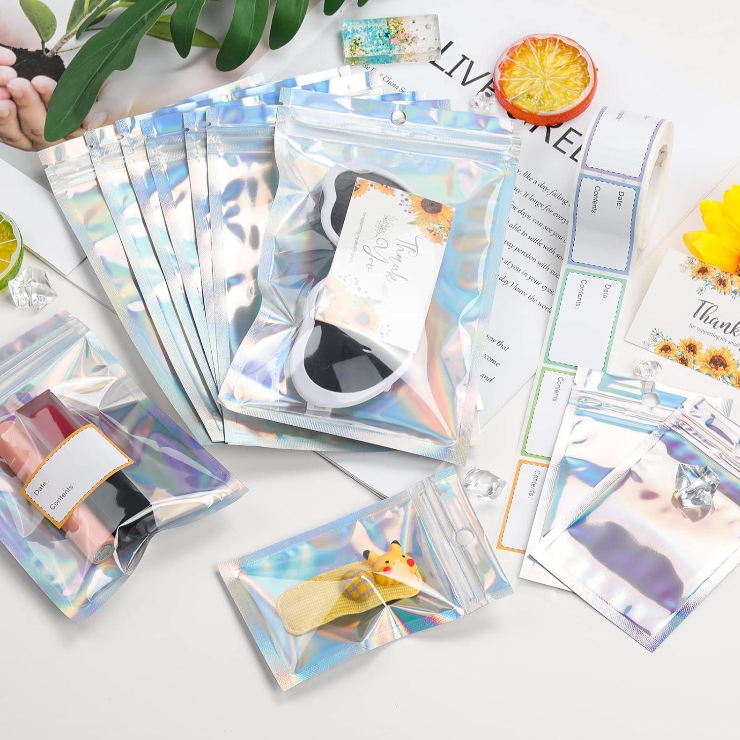 300 Bolsas Mylar Reutilizables Holográficas 3 Tamaños 7.5-20 cm