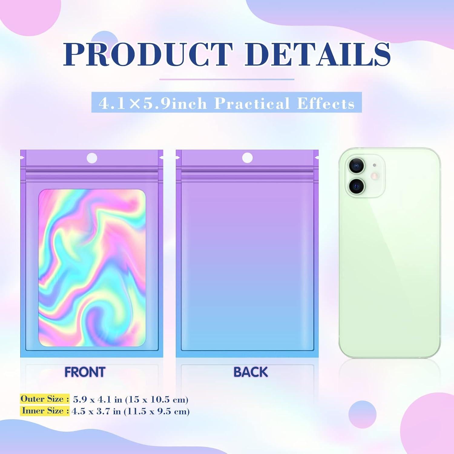 120 Bolsas Mylar Reutilizables Funseeya 10x15 cm a Prueba de Olores