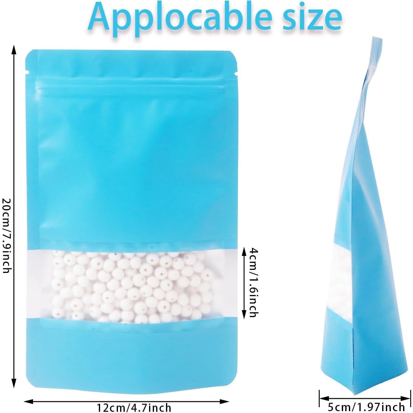 50 Bolsas Metálicas Reutilizables PQZKLDP 12x20cm con Ventana